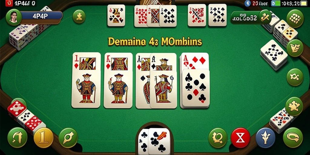 Tangkapan layar utama 4P4P menampilkan gameplay Domino yang menarik.