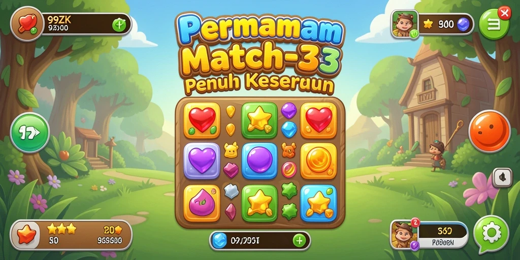 Gameplay seru dari 99ZK dengan fitur Match-3 yang menarik.