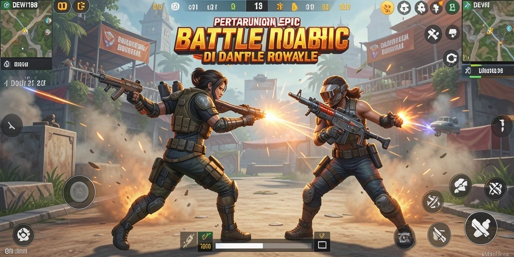 Screenshot dari aksi mendebarkan di DEWI188 dalam pertempuran Battle Royale.