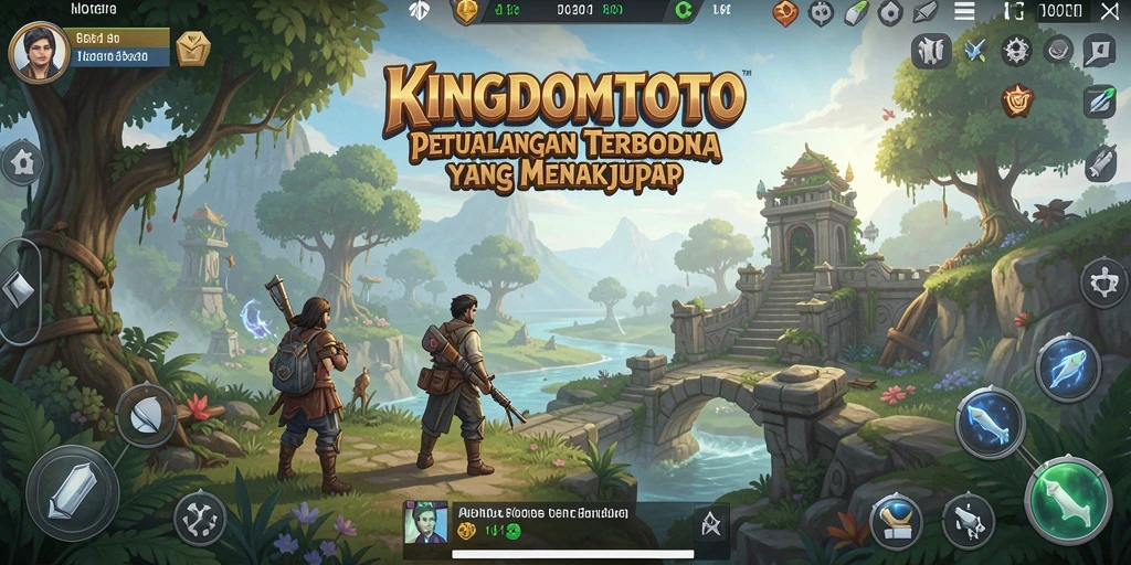 Screenshot utama KINGDOMTOTO menampilkan eksplorasi dunia terbuka yang menawan.