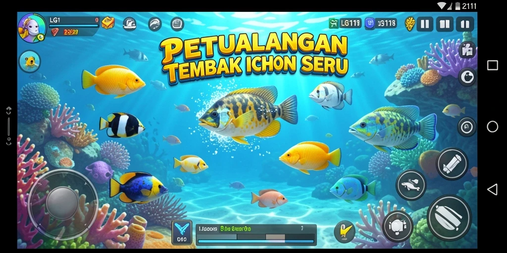 Tampilan gameplay LG111 yang seru saat menembak ikan.
