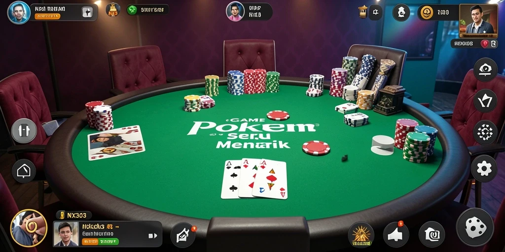 Screenshot gameplay NX303 menampilkan aksi poker yang mendebarkan.