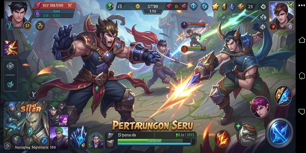 Gameplay seru ST789 dalam pertempuran MOBA yang intens.