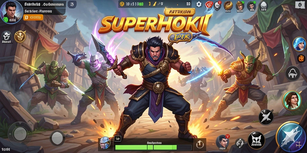 Screenshot gameplay SUPERHOKI menunjukkan pertarungan seru di dunia Battle Royale.