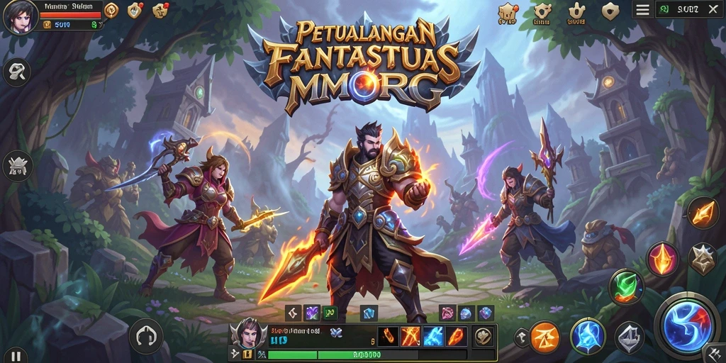 Screenshot gameplay SVIP2 menunjukkan pertarungan epik dalam dunia fantasi.
