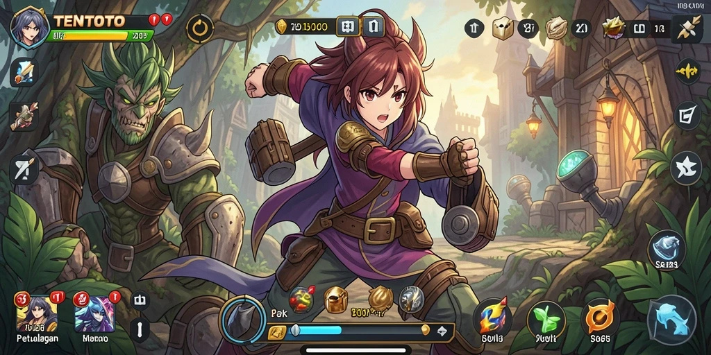 TENTOTO gameplay yang penuh warna dan seru di dunia Anime.